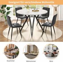 Dining Table & Chair Sets - Black + Gray + Linen + MDF - View 2