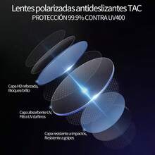 Lentes De Sol Tagiar Lentes De Sol Para Hombre Y Mujer Negro con protección UV400, espejo, para hombres y mujeres, ideales para pesca, conducción, verano, playa y viajes - Negro - Ver 5