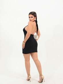 SHORT SINGLE FRONT DRESS - màu đen - Xem 4