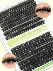 252 件 D 卷 SZY 睫毛套装 浓密睫毛 纤细单根假睫毛 带睫毛胶和密封睫毛卸妆器 睫毛镊子（60D+100D-10-18 毫米 - 套装）自然睫毛簇 - 黑色 - 查看 6