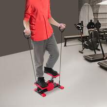 Portable Pedal Exerciser Foot Pedal Exercise Machine With Pull Ropes - red and black - View 3