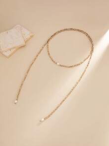 1件波西米亚几何不对称仿珍珠水晶时尚女士长项链，优雅复古日常节日派对百搭珠宝礼物（多种佩戴方式） - 項鍊 - 查看 8