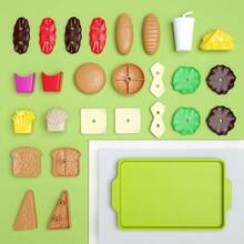 27pcs Realistic Food Toy Set, Including Hamburger, Sandwich, French Fries, Burrito, Etc., Suitable For Boys And Girls Cooking Toys - Multicolor - View 8