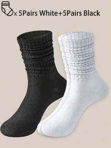 3 Pairs/6 Pairs/10pairs/20 Pairs Of Autumn And Winter Pile Socks, Open Knitted Socks, Open Socks, Men's Tight Middle Tube Socks, Tight Long Socks, Fall - Multicolor - View 9