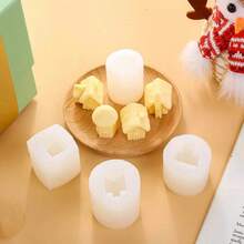 1pc New Creative Mini House Candle Silicone Mold, Winter DIY Candle Baking Silicone Mold