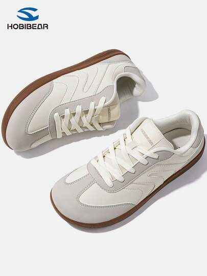 HOBIBEAR 女士休闲运动鞋，舒适透气轻便时尚运动鞋，简约平底运动鞋，四季皆宜