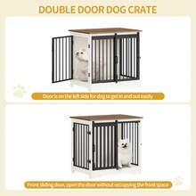 HEXCELEN Dog Crate Furniture, 27.2" Double Door Dog Crate With Barn Door, Dog Kennel Indoor, End Side Table Wooden Dog Crates For Small Medium Dogs, Anti-Chew Anti-Escape, White Brown - White/brown - View 5