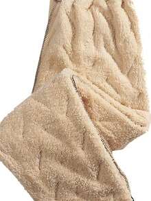 男士保暖内衬宽松户外防风保暖裤，休闲时尚羊羔绒运动裤 - 黑色 - 查看 5