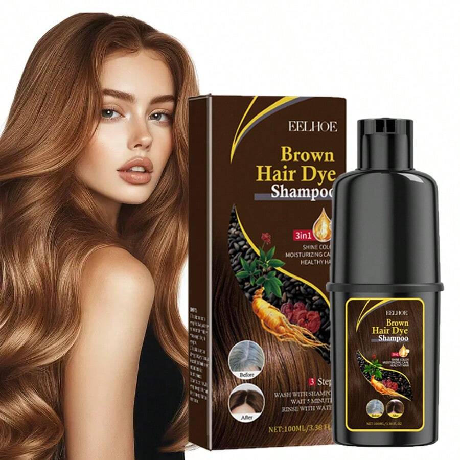 100ml,Brown Dyeing Shampoo, Gentle And Quick Coloring, Even Hair Color, Long-Lasting Color Lock Without Fading, Adds Hair Color Luster, Does No Harm To Hair, Fashionable Hair Color Shampoo - màu nâu - Xem 1