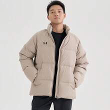 Under Armour 男女通用短款羽绒服，2026 新款基础保暖防风休闲运动夹克，25600801-299 - 卡其色 - 查看 7
