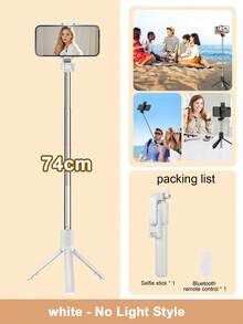 STICKMAG 70cm Wireless Bluetooth Selfie Stick Tripod With LED Fill Light, 360° Rotation Wireless Remote Control Phone Holder, Compatible With IPhone 16/15/14/13/12/11/Max/Pro/Xs/Xr/X/Plus, Galaxy S25/S24/S23/S22 Ultra, Other Android Smartphones And GoPro, Suitable For Travel And Live Streaming - Multicolor - View 11