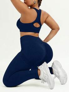 TNTOR Quần legging yoga cạp cao cỡ lớn dành cho nữ, 094-15 Quần tập luyện nâng mông cạp cao, Quần bó sát co giãn cao, nhanh khô, Quần yoga cạp trung màu đen ôm sát mông, Thiết kế cạp cao giúp định hình vòng ba, Thích hợp cho các bài tập thể dục, quần short đạp xe, quần short bó sát nâng mông, quần short thoải mái cho người đam mê thể dục mùa xuân - Màu xanh hải quân - Xem 6