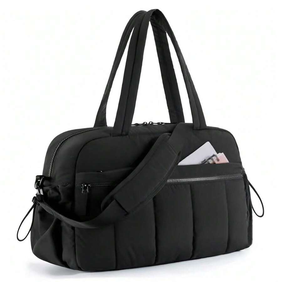 Large Capacity Gym Bag , Duffle Bag For Travel With Wet Pocket, Lightweight Carry On Weekender Duffel, Multi-Compartments Shoulder Bag, Water Resistant Handbag - 黑色 - 查看 1