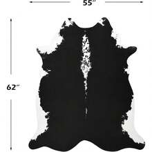 Faux Cowhide Rug, Cow Print, Rustic Western Rugs For Living Room Bedroom, Irregular Animal Skin Hides, 4.6 X 5.2ft, Anti-Skid Cool Carpets For Cowboy Cowgirl Home Decor, Khaki Brown - màu đen - Xem 9