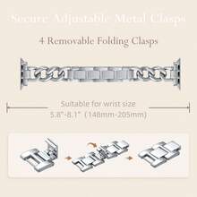 1pc Fashionable Metal Chain Smart Watch Band, Compatible With Apple Watch 38/40/41/42/44/45/46/49mm, Suitable For Apple Watch Ultra/SE/Series 10/9/8/7/6/5/4/3/2/1, Adjustable Length, Great Gift For Friends And Girlfriends (Band Only, Watch And Case Not Included) - Silver - View 8