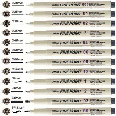 Conjunto de 12 canetas fineliner, tinta contínua para escrita suave, ponta fina, ideal para anotações, desenhos precisos e cores vibrantes | Ideal para artesanato natalino