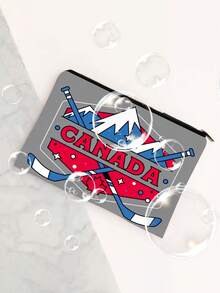 1pc Canada Landmark Printed Polyester Cosmetic Bag, Fashionable & Lightweight Travel Toiletry Pouch With Zipper Closure, Easy To Clean Makeup Bag, Suitable For Women - Multicolor - View 5