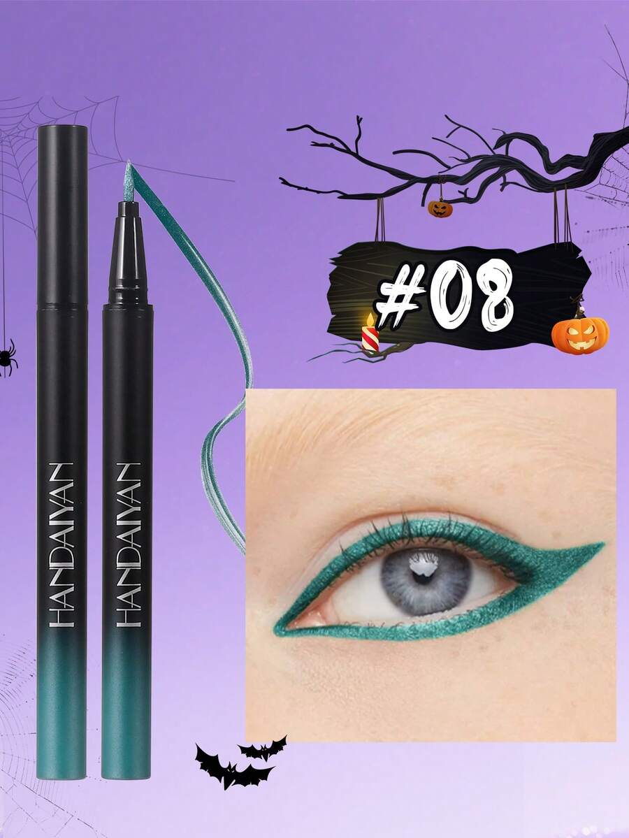 HANDAIYAN Waterproof, Smudge-Proof, Quick-Drying Metallic Eyeliner Pencil, Long-Lasting Pearl Finish, Suitable For Halloween, Costume Play, Parties, Christmas, Autumn/Winter Makeup - 08 - 查看 1