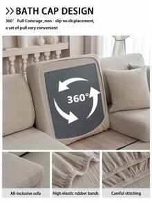 1 Vỏ bọc đệm ghế sofa chống trượt bằng vải Jacquard sang trọng, mềm mại và thân thiện với da, thân thiện với thú cưng, vỏ bọc ghế sofa chống trầy xước, phù hợp với ghế sofa kết hợp hình chữ L và ghế sofa 1/2/3/4 chỗ ngồi (bán riêng lẻ), đa năng cho mọi mùa - Màu be - Xem 10