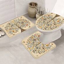 1/4pcs Yeoiat Artistic Tree Pattern Shower Curtain, Natural Scenery Shower Curtain, Luxury Bathroom Shower Curtain Set, Includes 12 Hooks - Multicolor - View 5