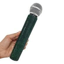 1pc Simulation Rhinestone Microphone Props, Home Bar Brilliant Mic Props Decorative Ornaments Party Favor, Speaking Practice Props