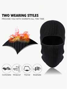 2-In-1 Balaclava Knit Hat, Unisex Warm Ski Mask Beanie, Windproof Face Cover, Soft & Comfortable, Fashionable & Versatile - Multicolor - View 4