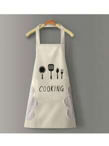 1pc Adjustable Cooking Apron With Pockets, Waterproof And Oil-Resistant, Suitable For Cooking, Chef, Unisex Design, Simple And Elegant Cooking Apron - Multicolor - View 13