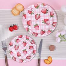 10/20/30pcs,Strawberry Birthday Party Plates And Cups Decoration Summer Watercolor Fruit Tableware Plates Cups For Wedding Berry First Birthday Themed Baby Shower Party Supplies, Disposable 9'' 7'' Paper Plates 9 Oz Cups Cutlery Dinnerware For 1st Birthday