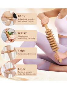 Zestaw drewnianych narzędzi do masażu 6 w 1, narzędzie do masażu z drenażem limfatycznym, ręczne narzędzie do masażu nóg, talii, ramion, rąk i pleców, wałek do masażu całego ciała, odpowiedni do domu, biura, szkoły, podróży i na prezenty świąteczne