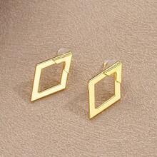 Geometric Triangle Earrings, Minimalist Jewelry, 18k Gold Plated, 925 Silver - 金色 - 查看 6