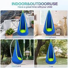 Hanging Chair Swing Hammock ,1 Count Colorful Swing Chair With Inflatable Cushion, Outdoor Camping Hanging Chair For Indoor Swing Hammock Hanging - 藍色 - 查看 4