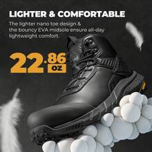 Composite Toe Boots For Men – Waterproof Lightweight Non-Slip ASTM F2412-24 & ASTM F2913-24 Work Boots For Warehouse & Construction, VaporGuard-Nano - 黑色 - 查看 4