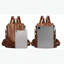 Women's Backpack Leather Waterproof Anti-Theft Luxury Bag Fashion Casual Stylish Travel Work Zipper 3 Adjustable Straps Lightweight Reinforced School College - 黑色 - 查看 8