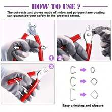 Swpeet - 360 anil de cerdo galvanizados de 3/4 pulgadas 1/2 pulgadas 3/8 pulgadas con alicates de anillo de cerdo recto, kit de instalación profesional de anil de cerdo para tapicería elástica,(Alicates planos para cerdo con 240 anil para cerdo) - Tipo 3 - Ver 5