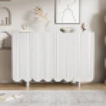 Sideboard, Teardrop-Shaped Sideboard With Molded Doors And Cushion Hinges - White + Particle Board - View 8