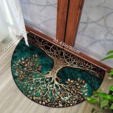 1 szt. Elegancka, półokrągła wycieraczka z ciemnozielonym i złotym wzorem drzewa, odpowiednia do użytku wewnątrz i na zewnątrz, o każdej porze roku - idealna do przedpokoju, kuchni, balkonu, sypialni, pralni - wytrzymała, nadająca się do prania w pralce wycieraczka z dekoracyjnym wzorem drzewa, idealna na parapetówkę, prezent na Święto Dziękczynienia i Boże Narodzenie! - Wielokolorowe - Zobacz 7