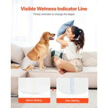 Disposable Dog Diapers, Super Absorbent Female Dog Diapers, 360° Leak-Proof Female Doggy Pet Diaper With Wetness Indicator For Heat Period, Training, Incontinence - M, 96 Count (2 Packs Of 48) - M Size 96 Count (2 Packs Of 48) - View 6
