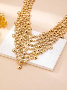 1 buc colier cerc metalic auriu, stil boem, pentru femei, modă elegantă vintage exagerată, potrivit pentru plajă, petrecere, banchet și purtare zilnică