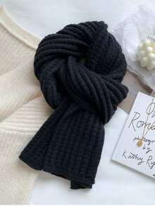 1pc Solid Color Knitted Scarf, Soft & Gentle For Kids, Suitable For Daily Wear, School, Outings, Festivals, Fashion Accessory For Children - Multicolor - View 6