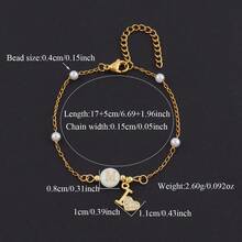 1pc New Fashion Round Initial Heart Golden Bead Chain Bracelet For Women - Yellow Gold - View 2