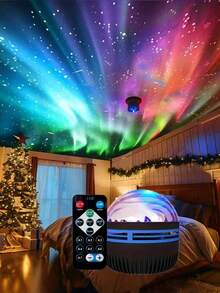 Máy chiếu cực quang đa năng Northern Lights - Đèn sao dùng nguồn USB với 7 mẫu màu, điều khiển từ xa và dây điện, thiết kế để bàn với giá đỡ có thể tháo rời, điều khiển từ xa, nhựa màu đen không có pin - Q6 đen - Xem 6