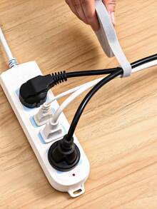 5-Meter Cable Organizer, Cable TieHook And Loopro Cable Tie, Data Cable Management, Self-Adhesive Double-SiHook And Looplcro Tie, Headphone/USB Cable, Computer Cable Tie, Desktop Cable Pack Organizer, Household And Office Cable And Wire Management - Grey - View 5