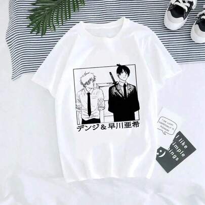 T-Shirt Men Women 100% Cotton Plus Size Oversized Graphic O-Neck Loose Casual Japanese Anime Streetwear Unisex Tees