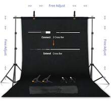 Kit de soporte de fondo de fotografía SH con sistema de soporte ajustable, fondos para estudio fotográfico, marco de pantalla verde Chromakey - Negro estirable - Ver 12