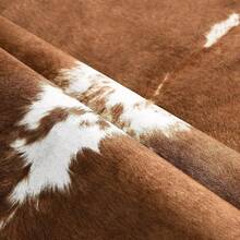 Faux Cowhide Rug, Cow Print, Rustic Western Rugs For Living Room Bedroom, Irregular Animal Skin Hides, 4.6 X 5.2ft, Anti-Skid Cool Carpets For Cowboy Cowgirl Home Decor, Khaki Brown - 焦糖 - 查看 7