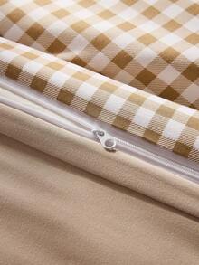 3pcs 100% Polyester Minimalist Plaid Duvet Cover Set (2 Pillow Shams + 1 Duvet Cover), Nordic Style (No Bed Sheet) - Multicolor - View 6