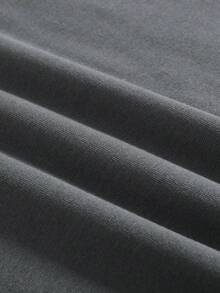 230g Cotton T-Shirt, New For 2025, Men's Long Sleeve Cotton Vacation Print Long Sleeve Crew Neck Couple Look - Màu xám đen - Xem 4