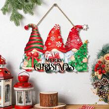1 Peça Decoração de Porta de Boas-Vindas de Natal, Placa de Porta de Duende de Natal, Placa de Madeira Pendurada com Mensagem Feliz Natal, Decoração de Parede Estilo Country Natalino para Família, Área Externa, Quintal, Jardim