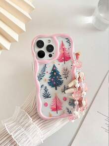 奶油色波浪枫叶彩绘防摔手机壳，配手工串珠手链配件，适用于 17pro/17Air /17/17promax16/11/16pro/16plus/16promax/16e/15Promax/13/14/12/XS/XR/7G/8P、Galaxy、Redmi - 彩色 - 查看 2