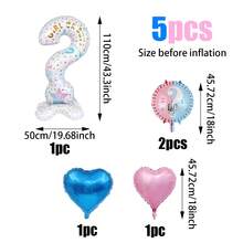 1/5 件性别揭秘气球套装，包含站立问号气球、18 英寸蓝色和粉色圆形性别揭秘气球，适用于性别揭秘派对、粉色和蓝色生日派对、迎婴派对、照片背景 - 彩色 - 查看 9